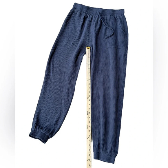 Pinch | Lightweight Cotton Gauzey Muslin Joggers in Blue, Size Large - Picture 5 of 7